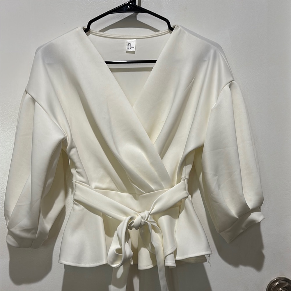 Elegant White Wrap Top